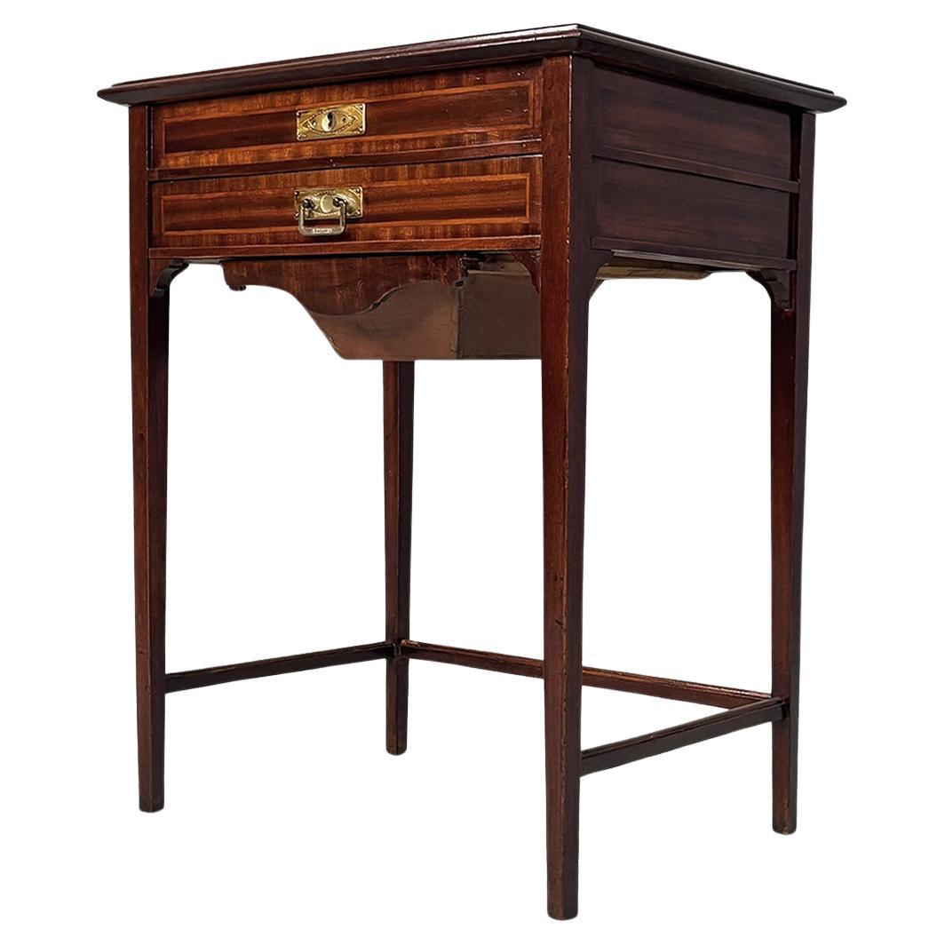 Console anglaise de style victorien en bois avec miroir et tiroirs, années 1930