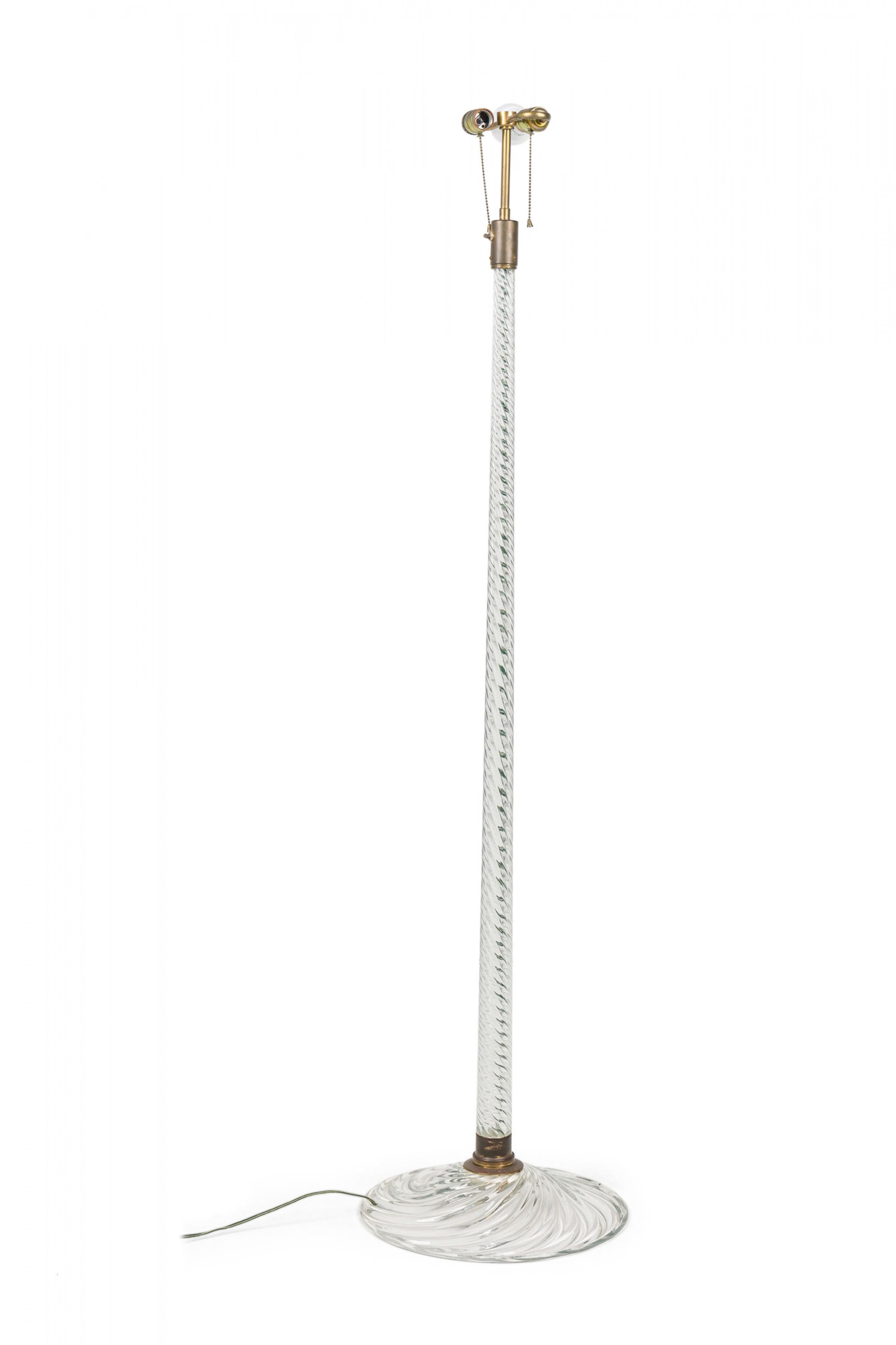 British English Victorian style Cut Crystal Glass Floor Lamp with Pleated Swirl Fringed For Sale