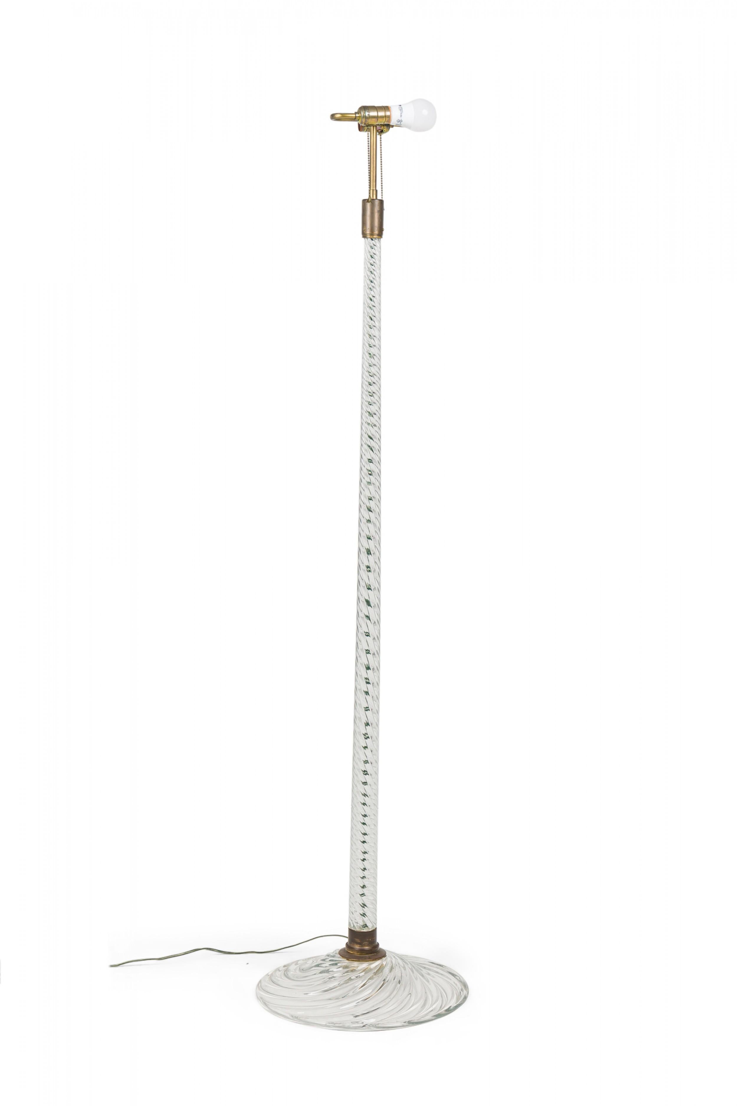 20th Century English Victorian style Cut Crystal Glass Floor Lamp with Pleated Swirl Fringed For Sale