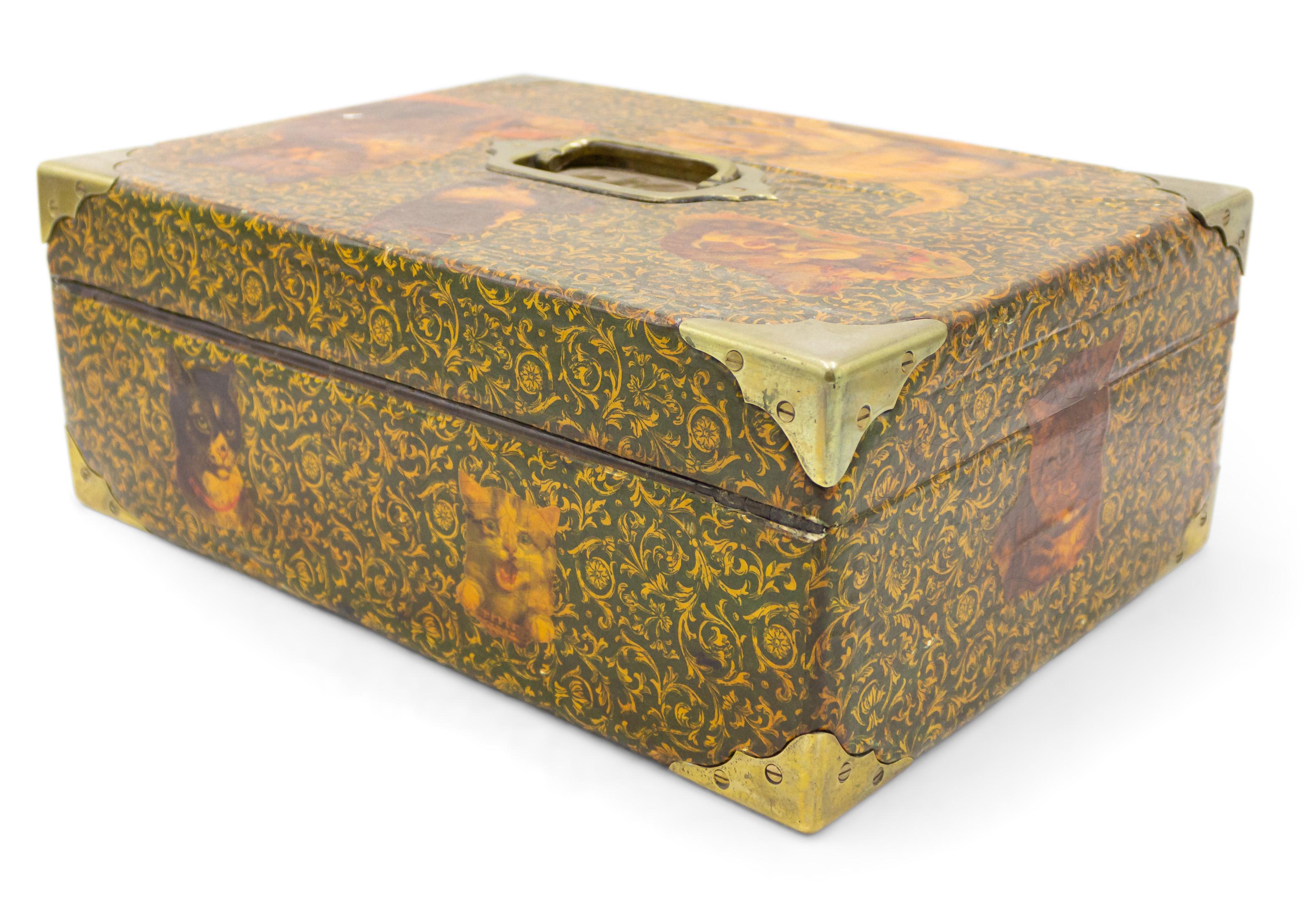 English Victorian Style Decoupage Cat Box For Sale 2