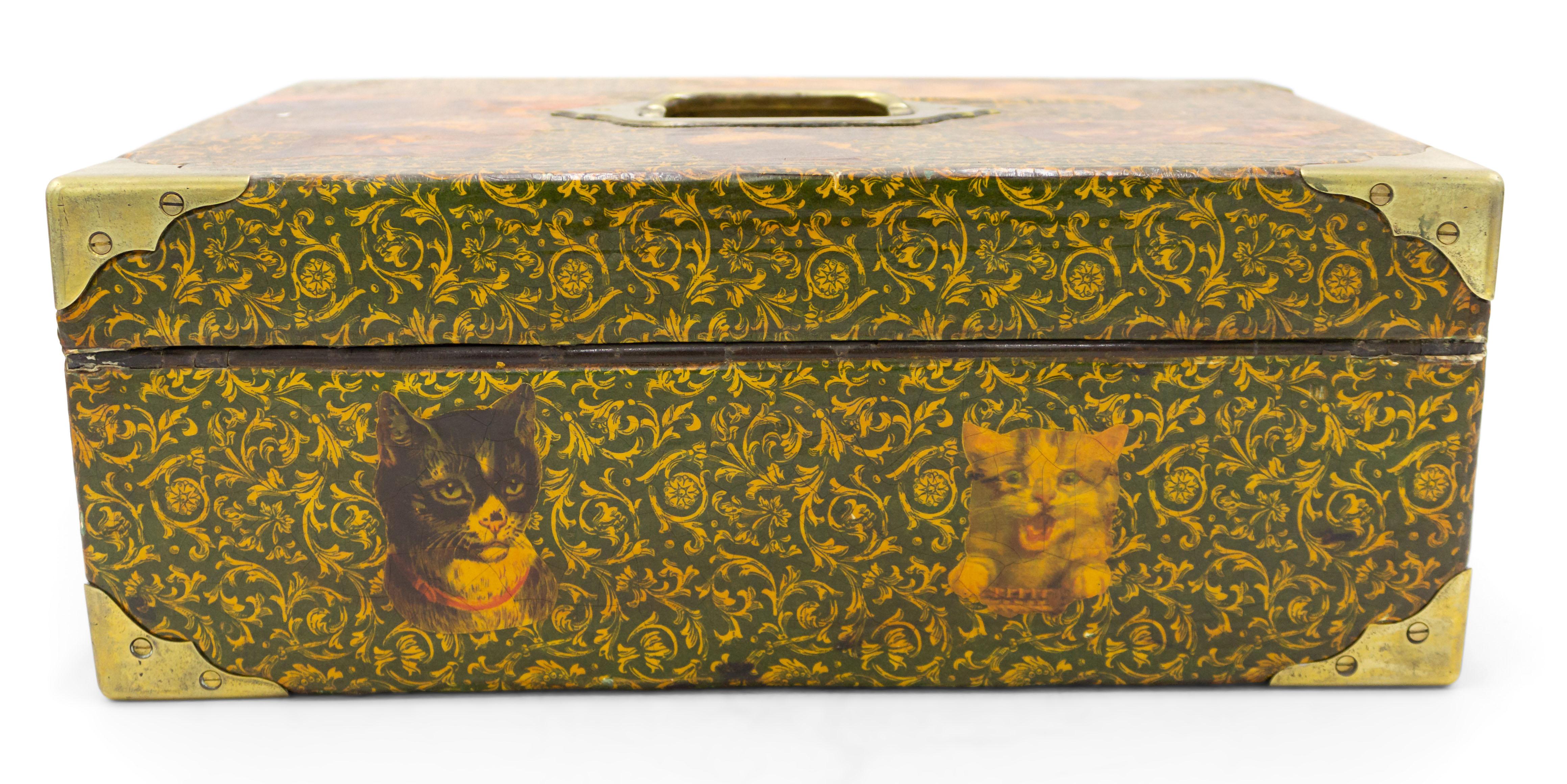 English Victorian Style Decoupage Cat Box For Sale 3