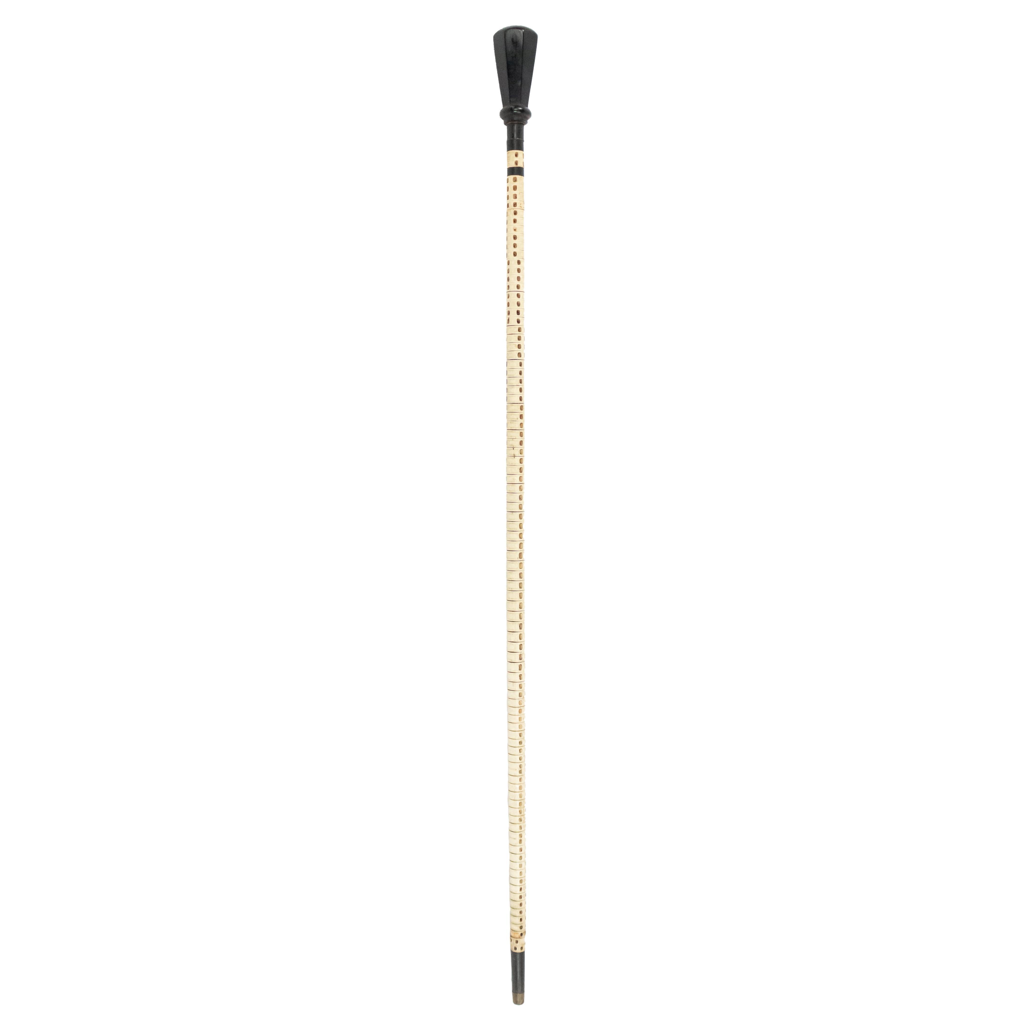 English Victorian Style Ebony and Bone Cane