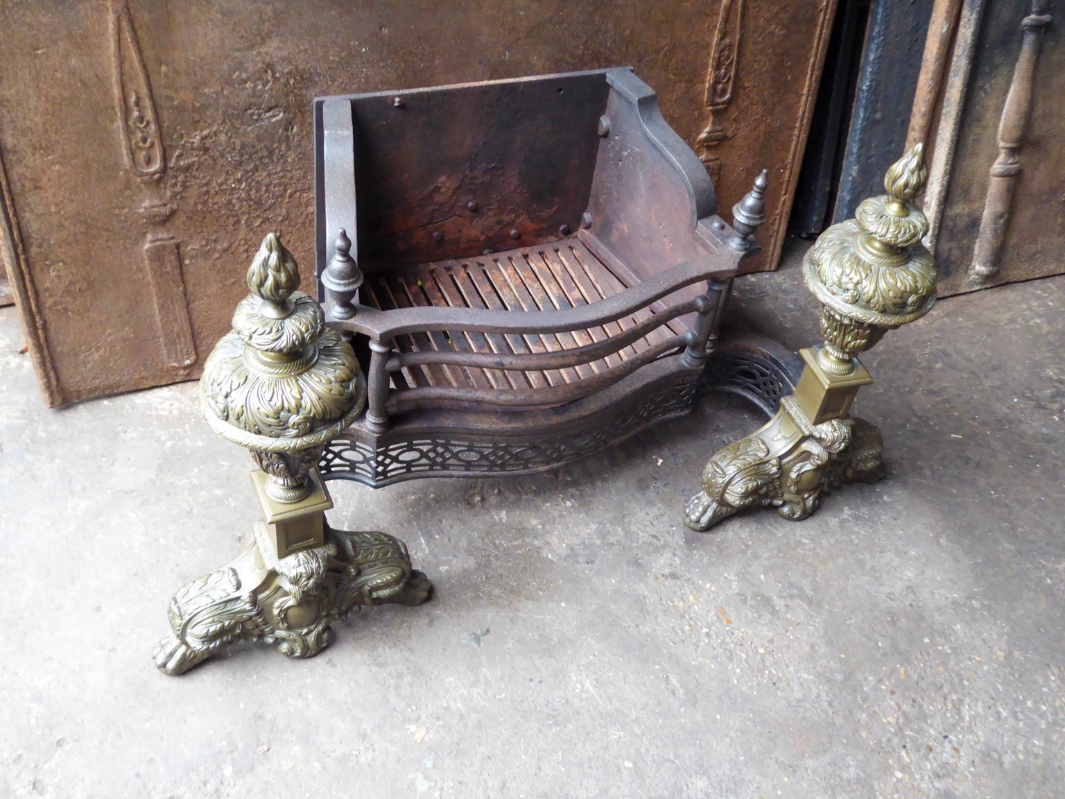 English Victorian Style Fireplace Grate, Fire Grate In Good Condition In Amerongen, NL