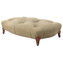 English Victorian Style Green Button Tufted Footstool