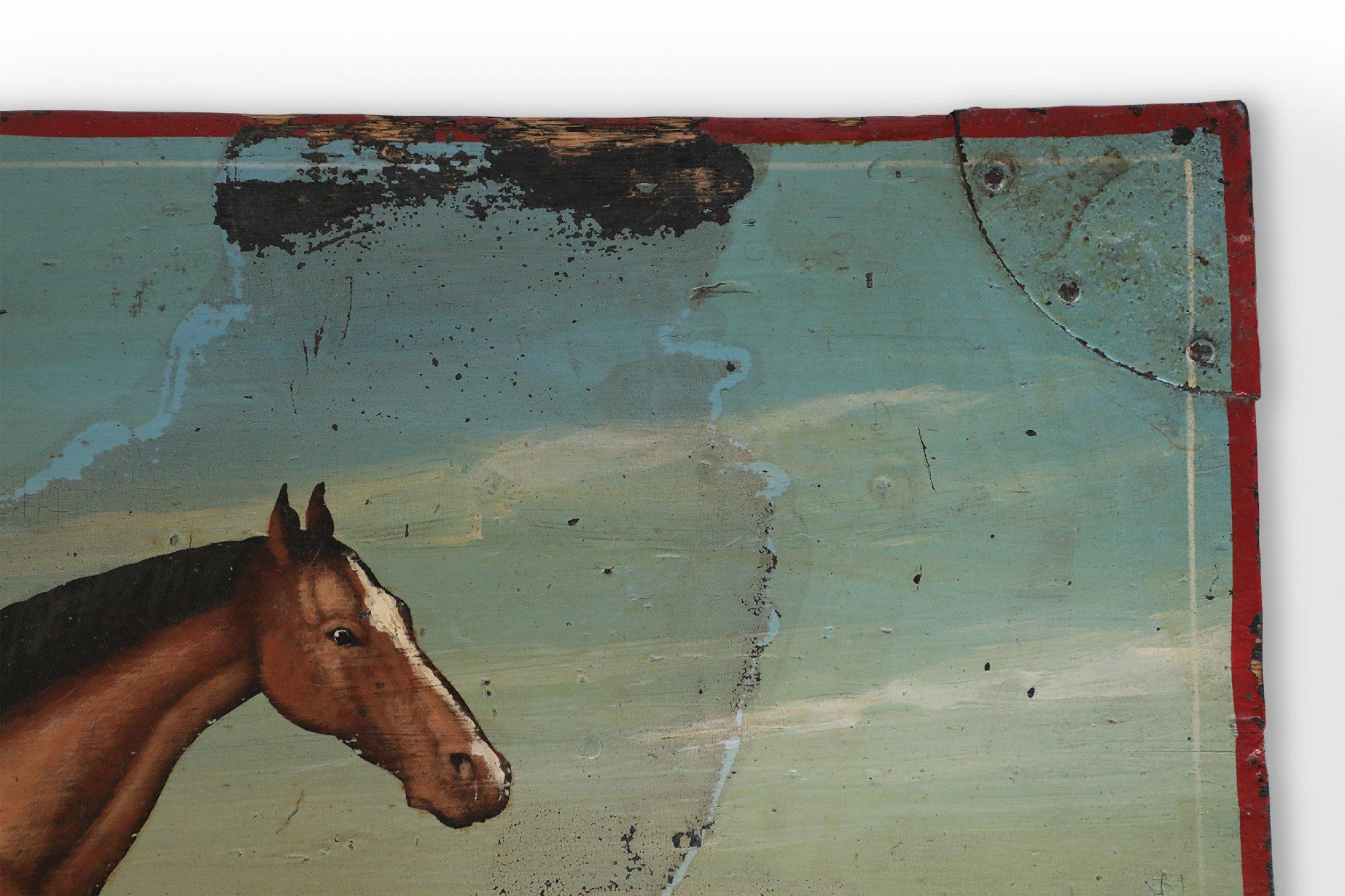English Victorian Style Horse Portrait Floor Trunk / Tack Box 4