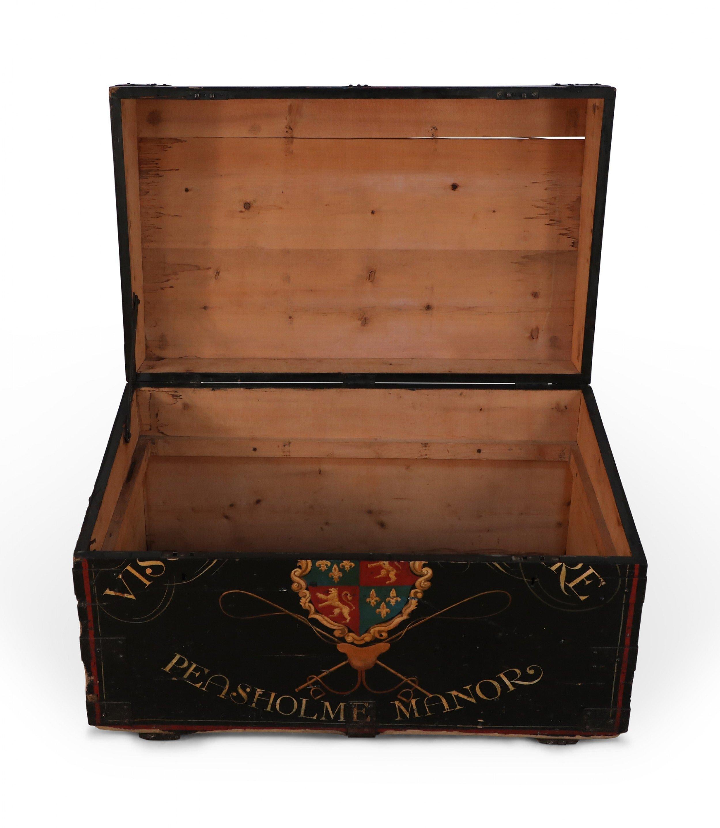 19th Century English Victorian Style Horse Portrait Floor Trunk / Tack Box