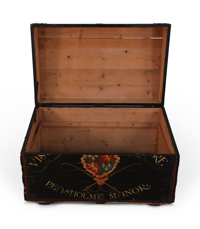 English Victorian Style Horse Portrait Floor Trunk / Tack Box For Sale