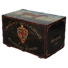 English Victorian Style Horse Portrait Floor Trunk / Tack Box