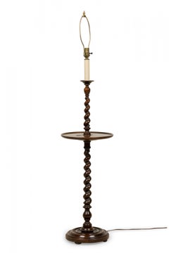 English Victorian Style Mahogany Turned Spindle Floor Lamp / Table