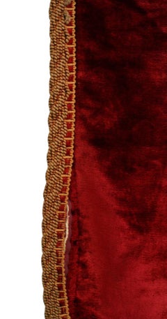 English Victorian Style Maroon Velvet Corded Border Drape