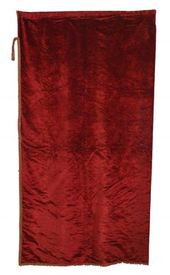English Victorian Style Maroon Velvet Corded Border Drape