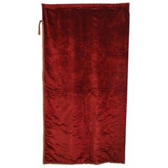 Antique English Victorian Style Maroon Velvet Corded Border Drape