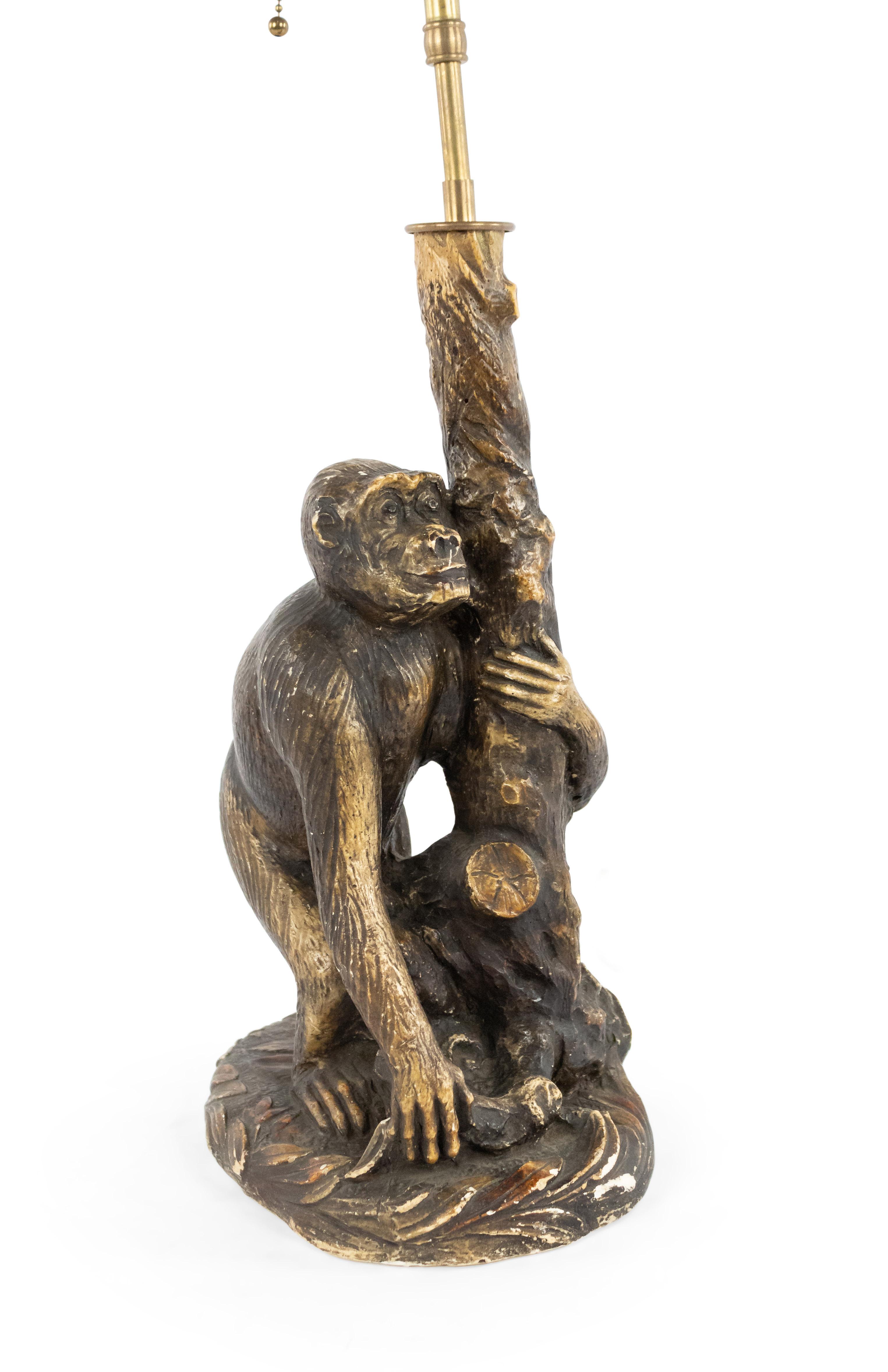 antique brass monkey lamp