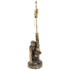 Englische Porzellan-Affen-Tischlampe im viktorianischen Stil