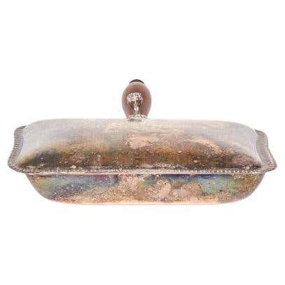 Laminated Spring Butler Vintage FB Rogers Silver Plated Silent Butler Crumb Catcher w/ Woodem ...