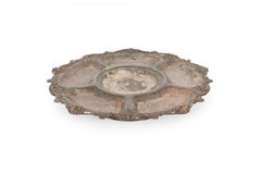 English Victorian Style Silver Plated Segmented Lazy Susan Serving Tray