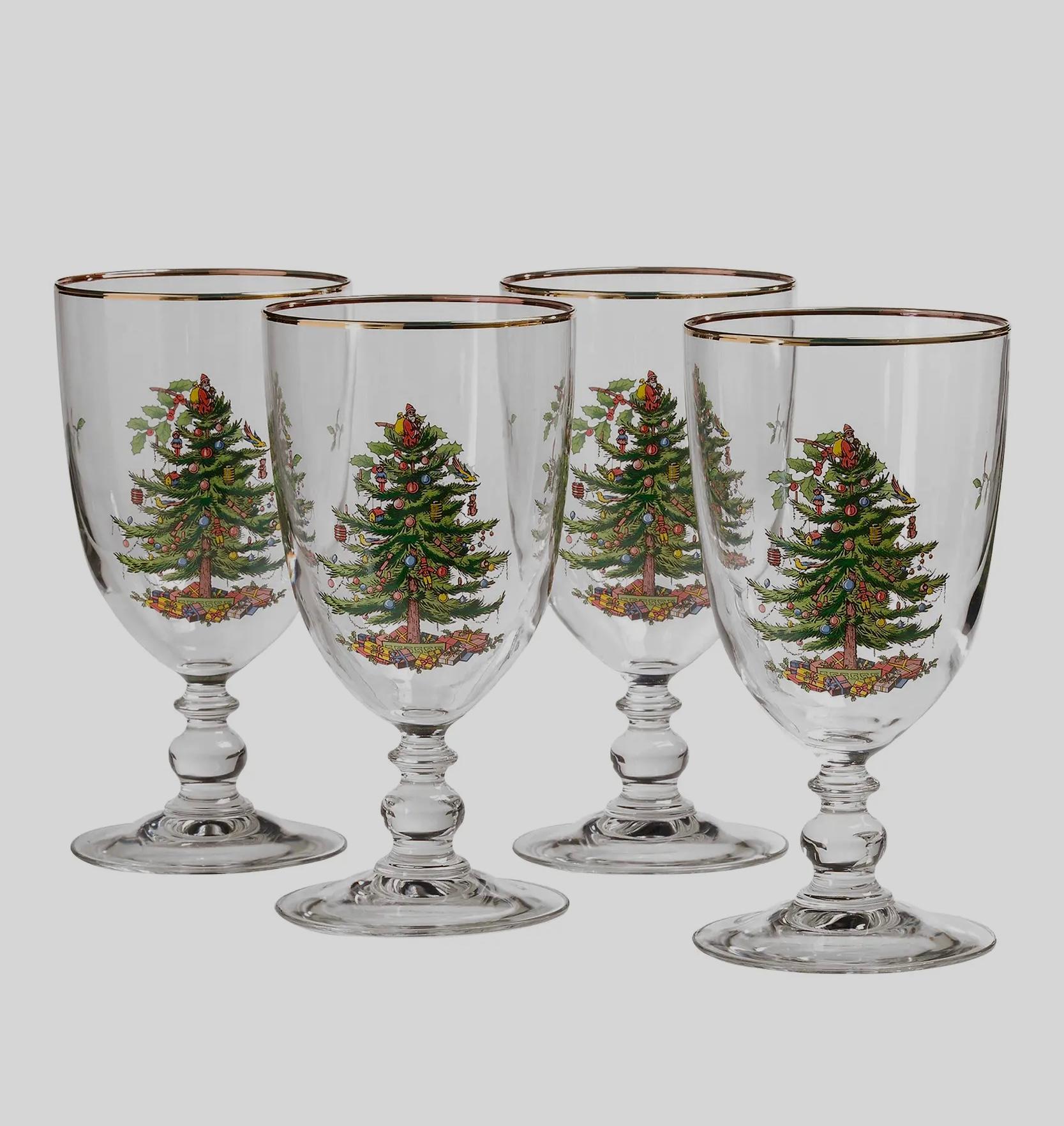Englische Spode Weihnachtsbaum-/Wein-/Wasserglaskelche im viktorianischen Stil im viktorianischen Stil - S/8 (Viktorianisch) im Angebot