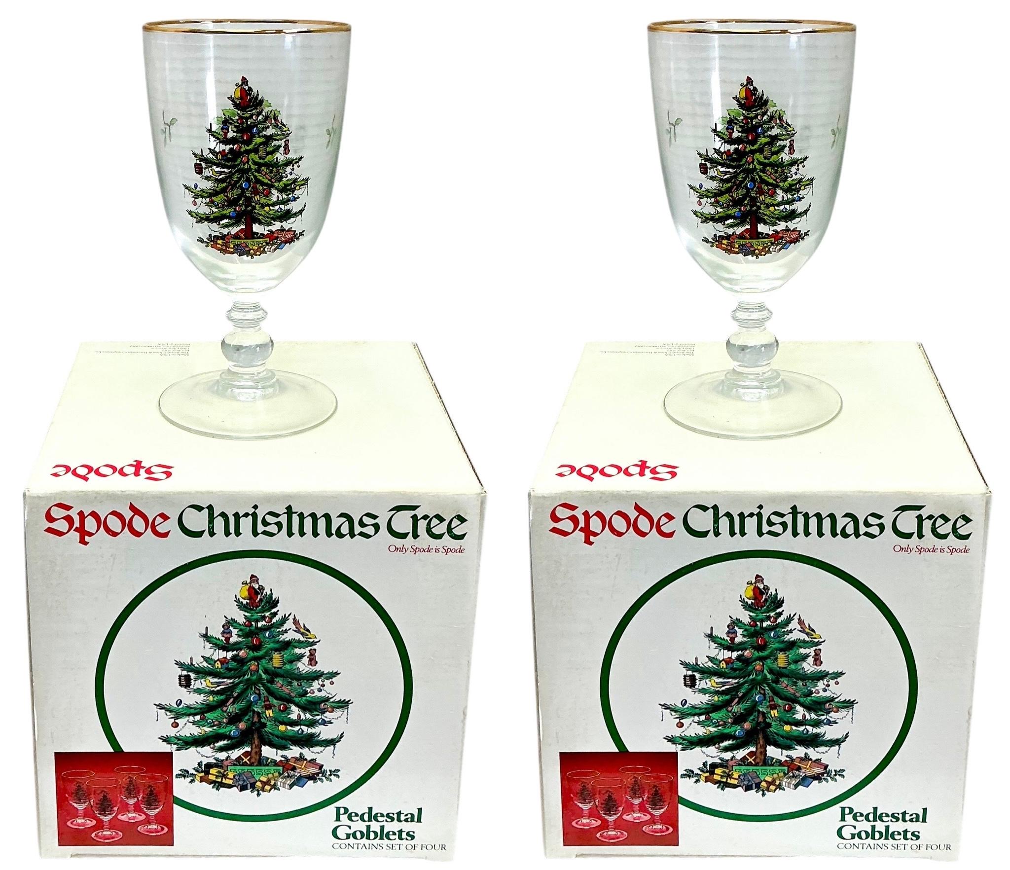 Englische Spode Weihnachtsbaum-/Wein-/Wasserglaskelche im viktorianischen Stil im viktorianischen Stil - S/8 (20. Jahrhundert) im Angebot