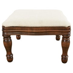 English Victorian Style Walnut Footstool with Turned Legs
