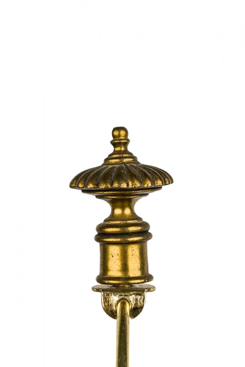 Laiton English Victorian style White Ceramic Purple Iris Motif Table Lamp en vente