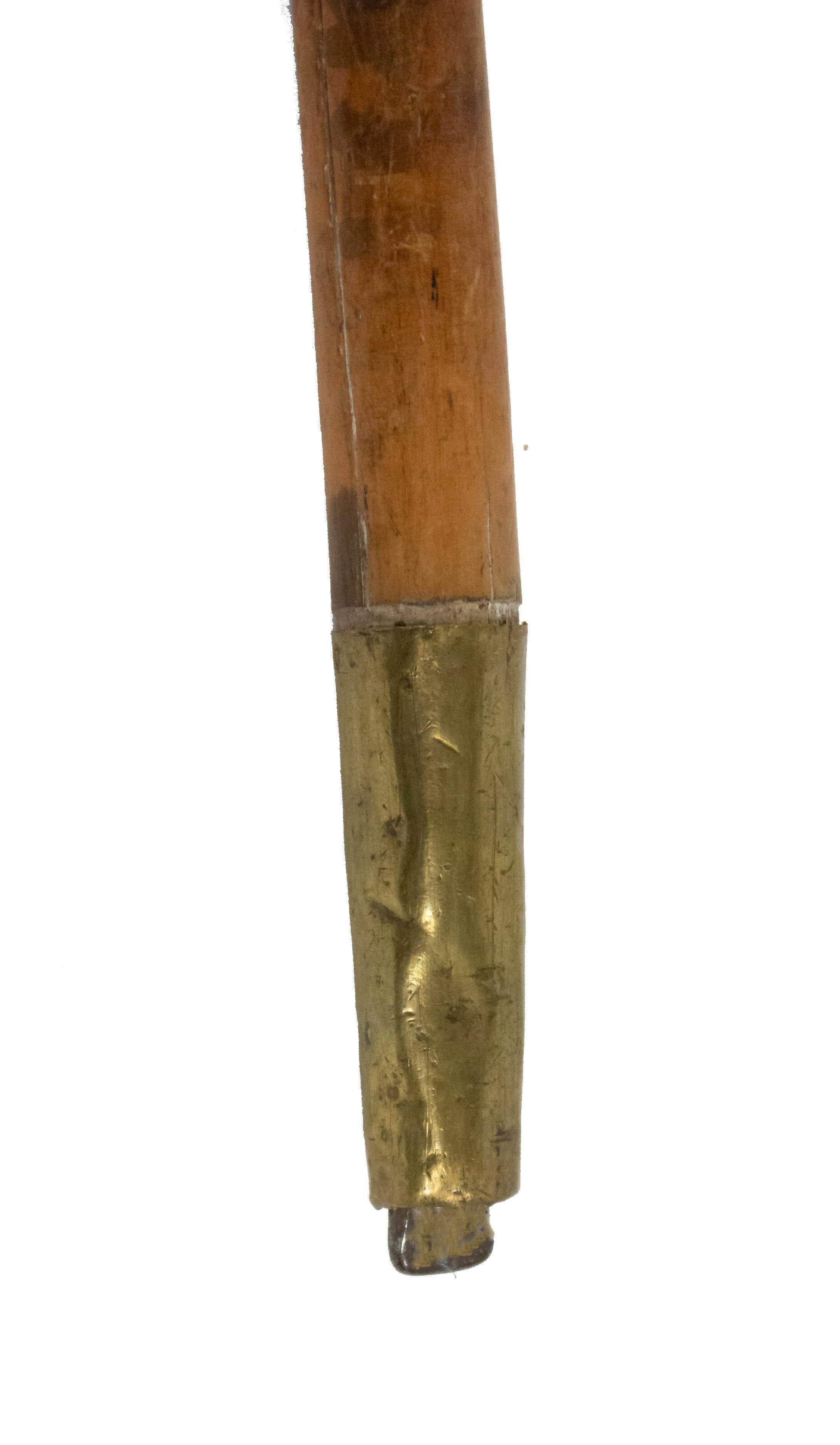 English Victorian light wood cane with silver handle and brass tip.
 