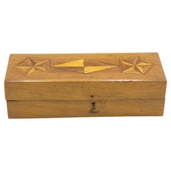 Used English Victorian Style Wood Inlaid Box