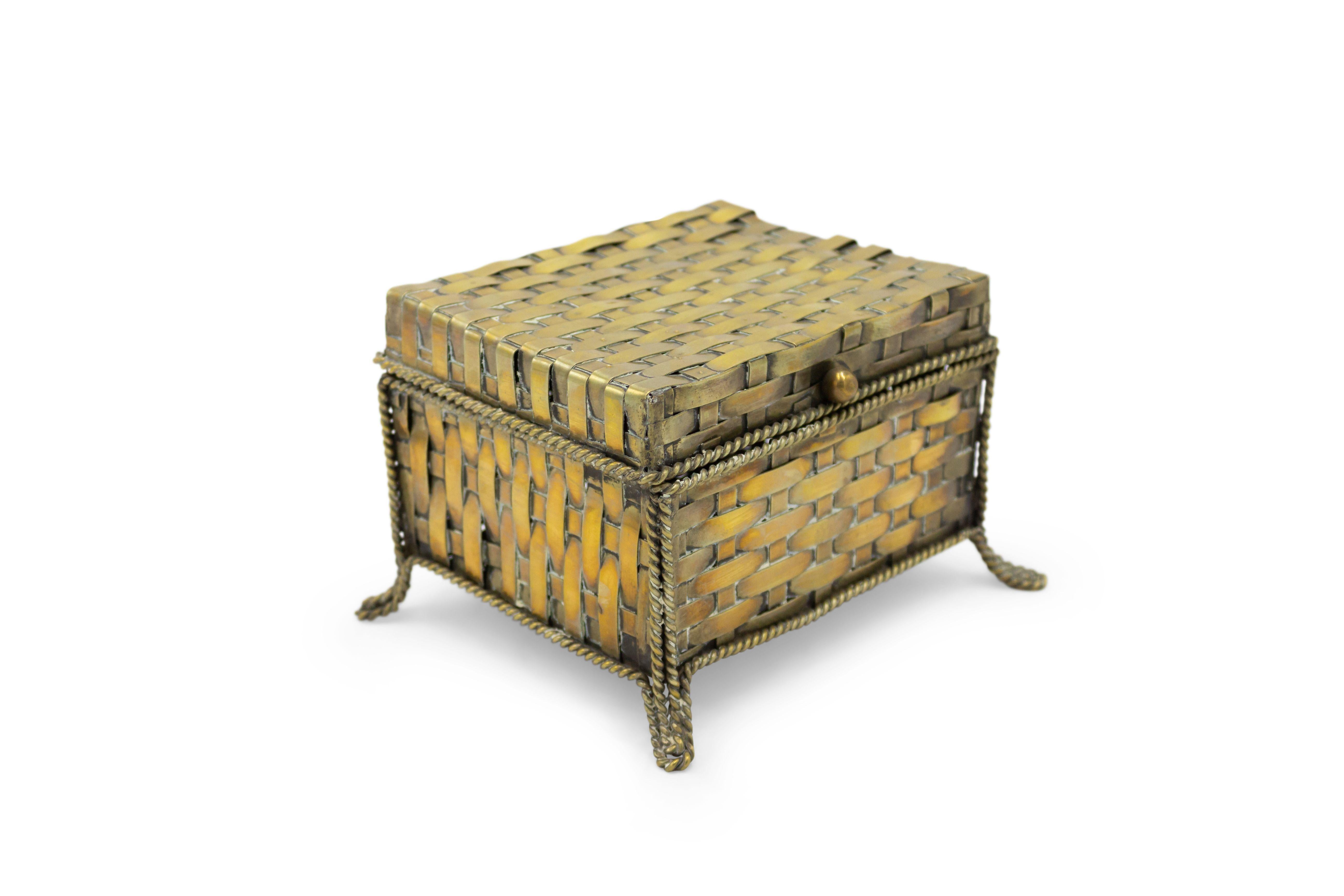 20th Century English Victorian Style Woven Brass Box For Sale