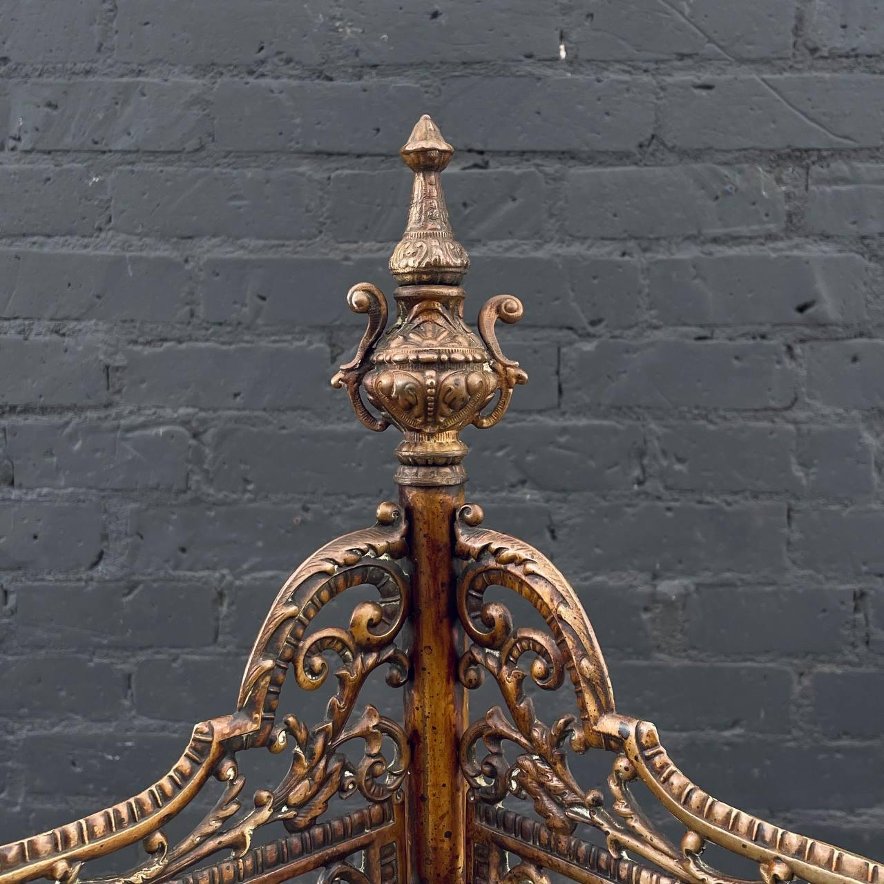 Mid-20th Century English Victorian Tier Brass & Glass Etagere Corner Shelf