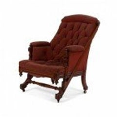 Fauteuil de style victorien anglais en noyer touffeté