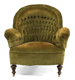 English Victorian "Turkish" Style Round Back Easy Chair