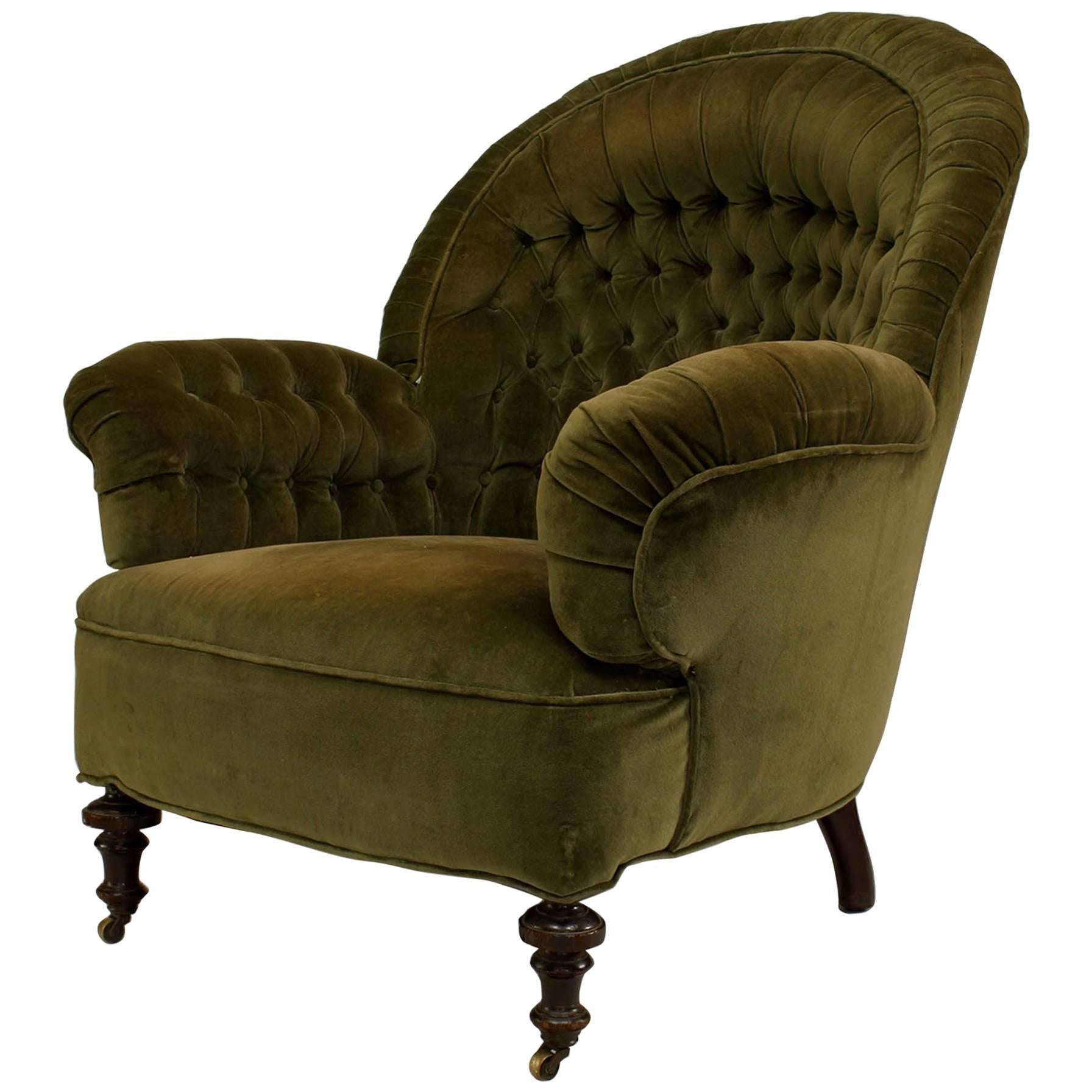 Fauteuil à dossier rond de style victorien "turc" anglais