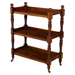 English Victorian Turned Leg Three Shelf Small Wooden Etagere / Display Shelf