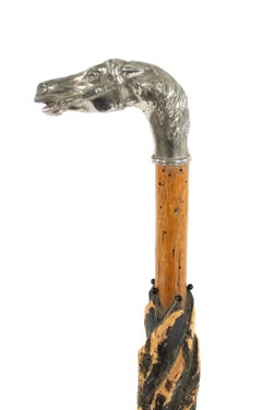 English Victorian Umbrella Cane with Horse Head