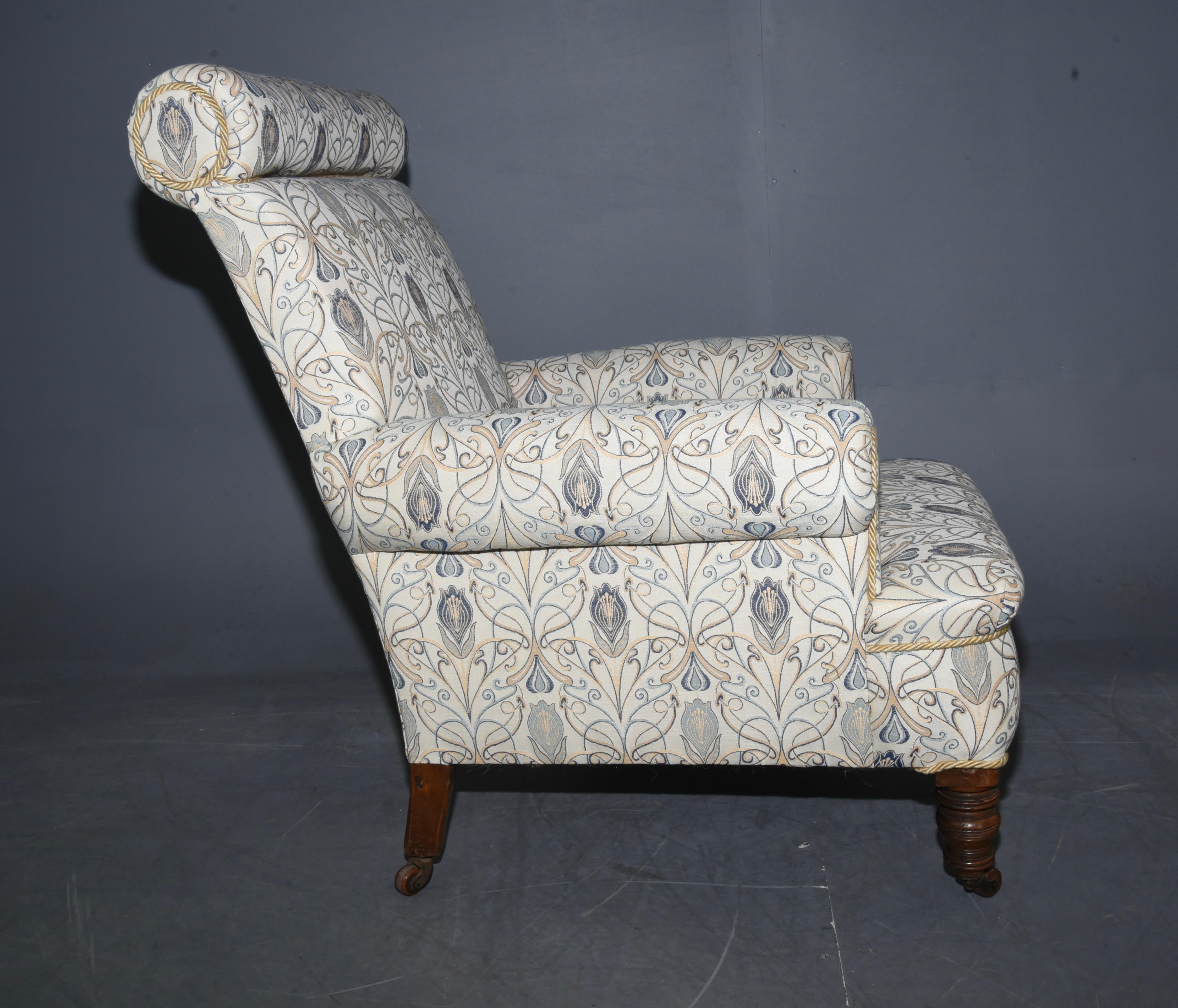 Art Nouveau English Victorian Upholstered Arm Chair