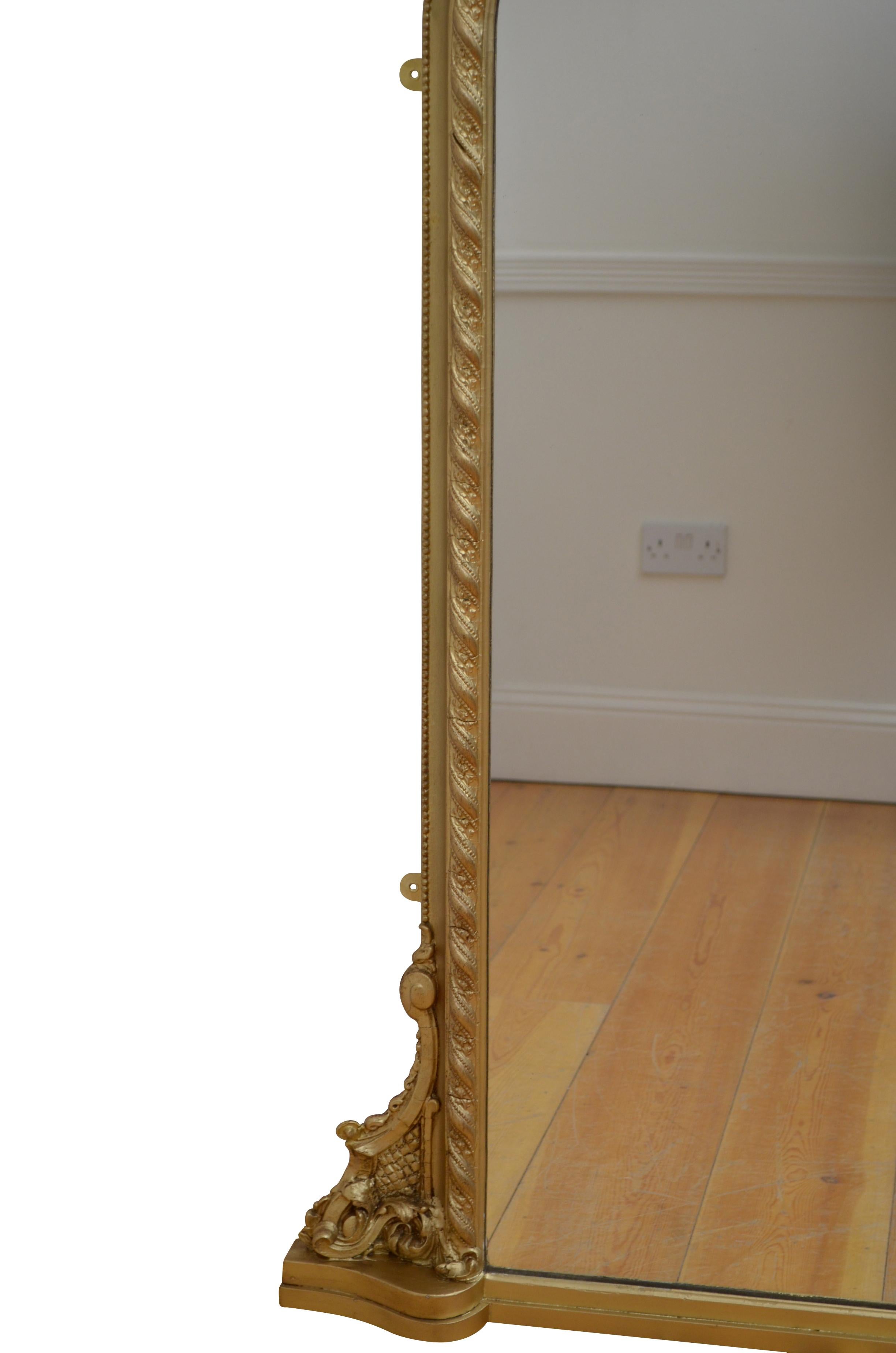 Gesso English Victorian Wall Mirror For Sale