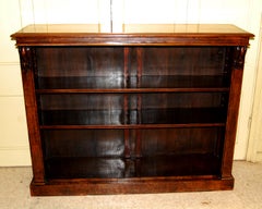 English Victorian Walnut and Burl Walnut Bookcase Adjustable Shelves