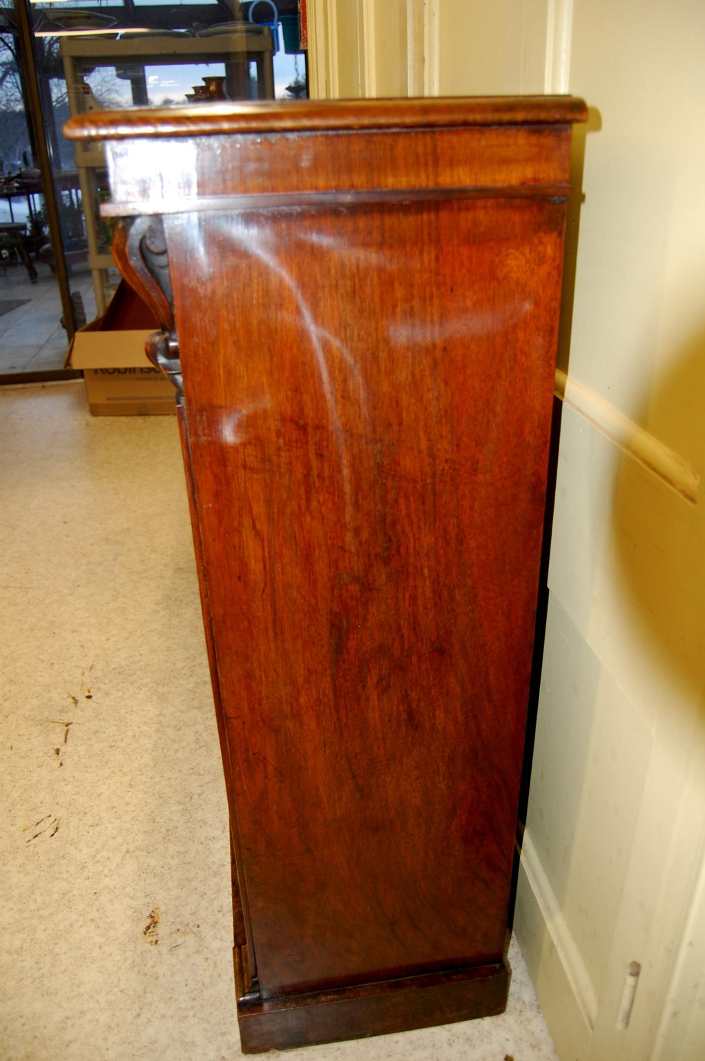 English Victorian Walnut and Burl Walnut Bookcase Adjustable Shelves  1