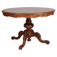 Antique English Victorian Walnut and Burl Walnut Center / Games Table