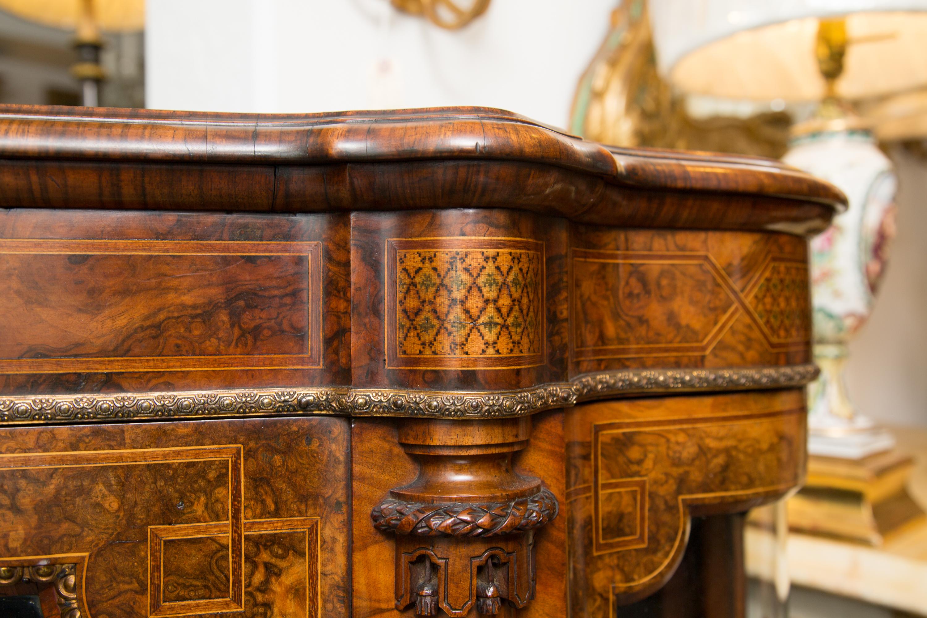 English Victorian Walnut and Inlaid Display Cabinet 5