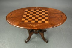 English Victorian walnut chess top coffee table