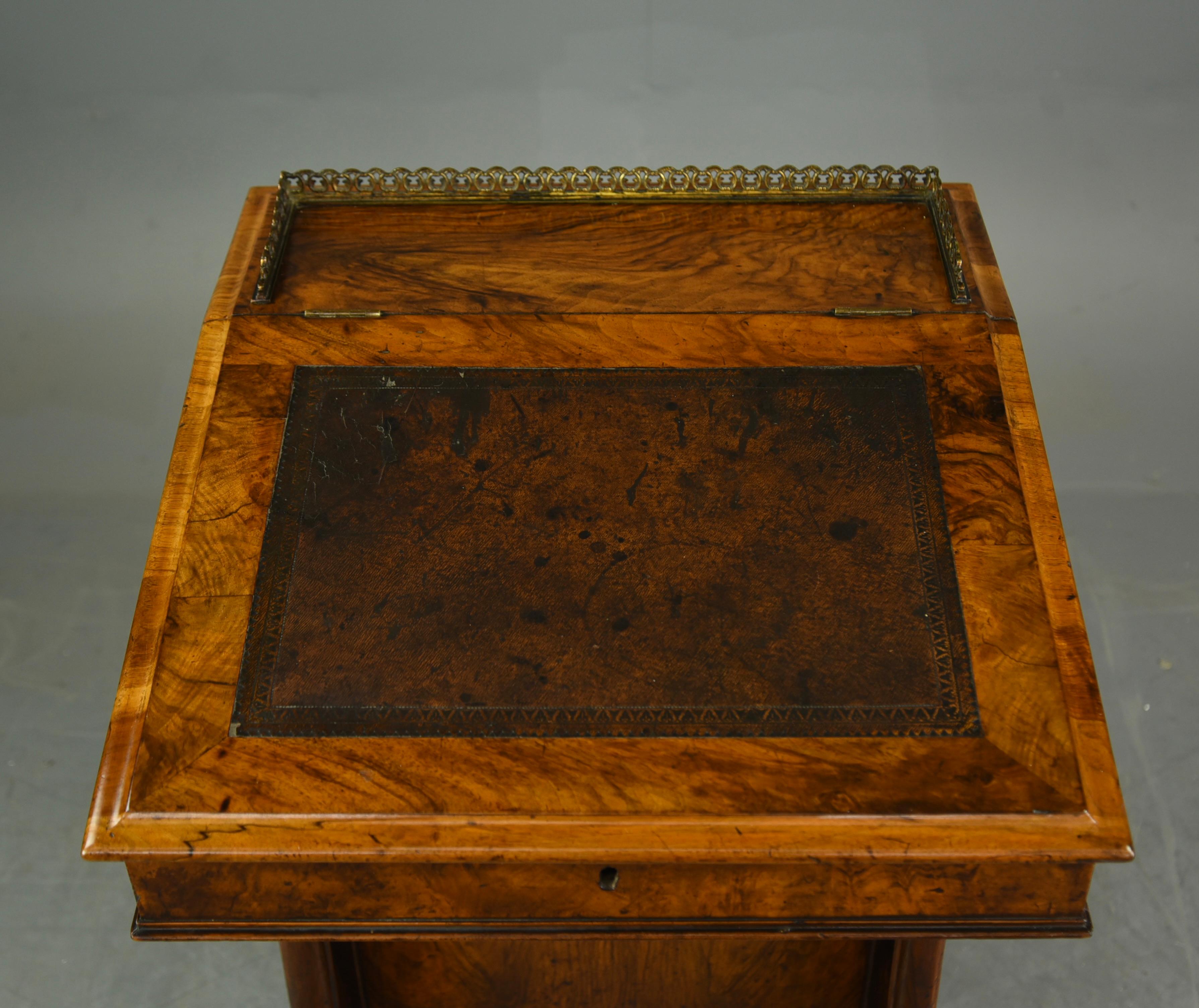 English Victorian Walnut Davenport Desk 2