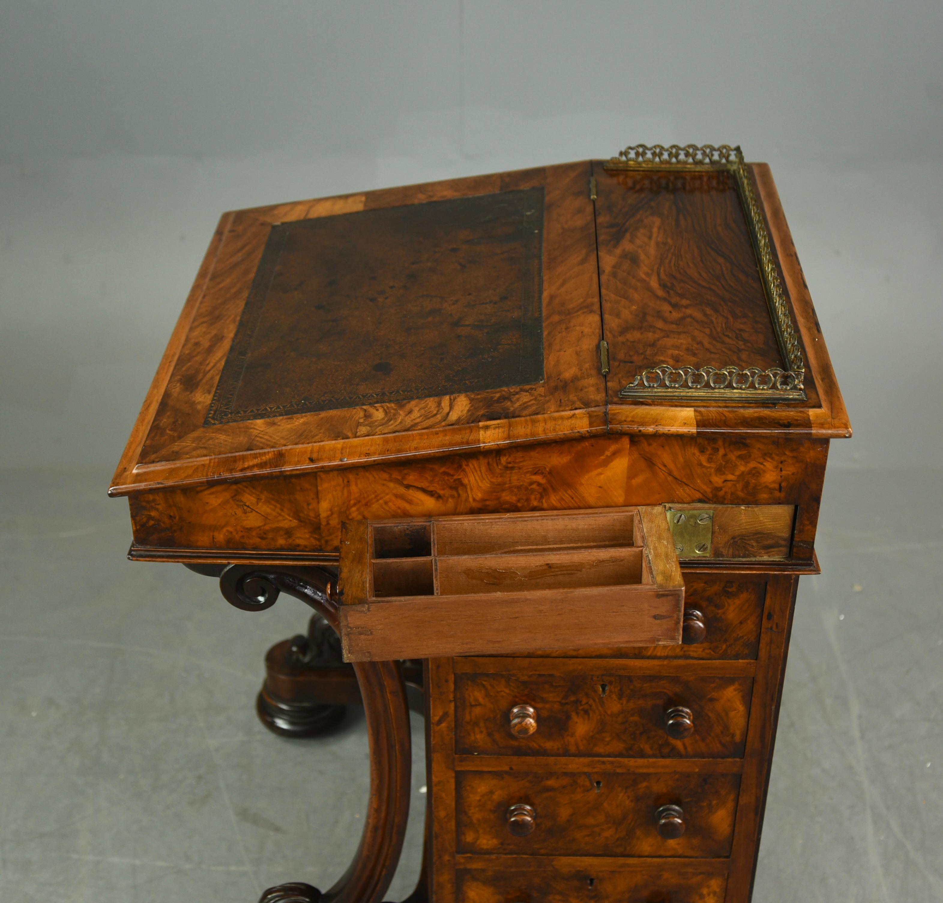 English Victorian Walnut Davenport Desk 3
