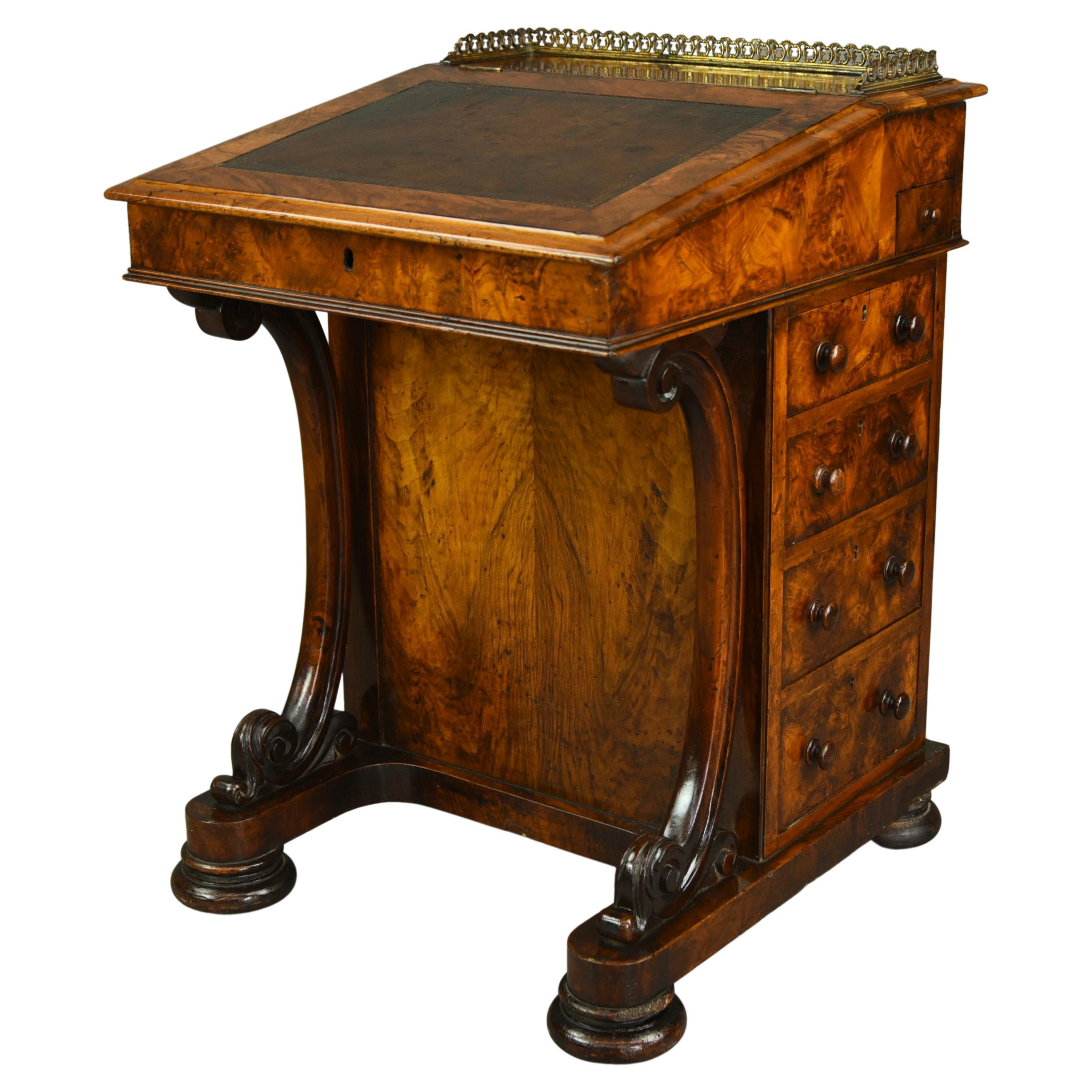 English Victorian Walnut Davenport Desk