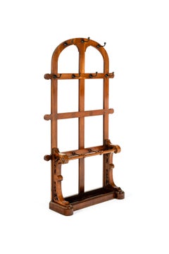 English Victorian Walnut Hall Stand for Coats, Hats and Umbrellas