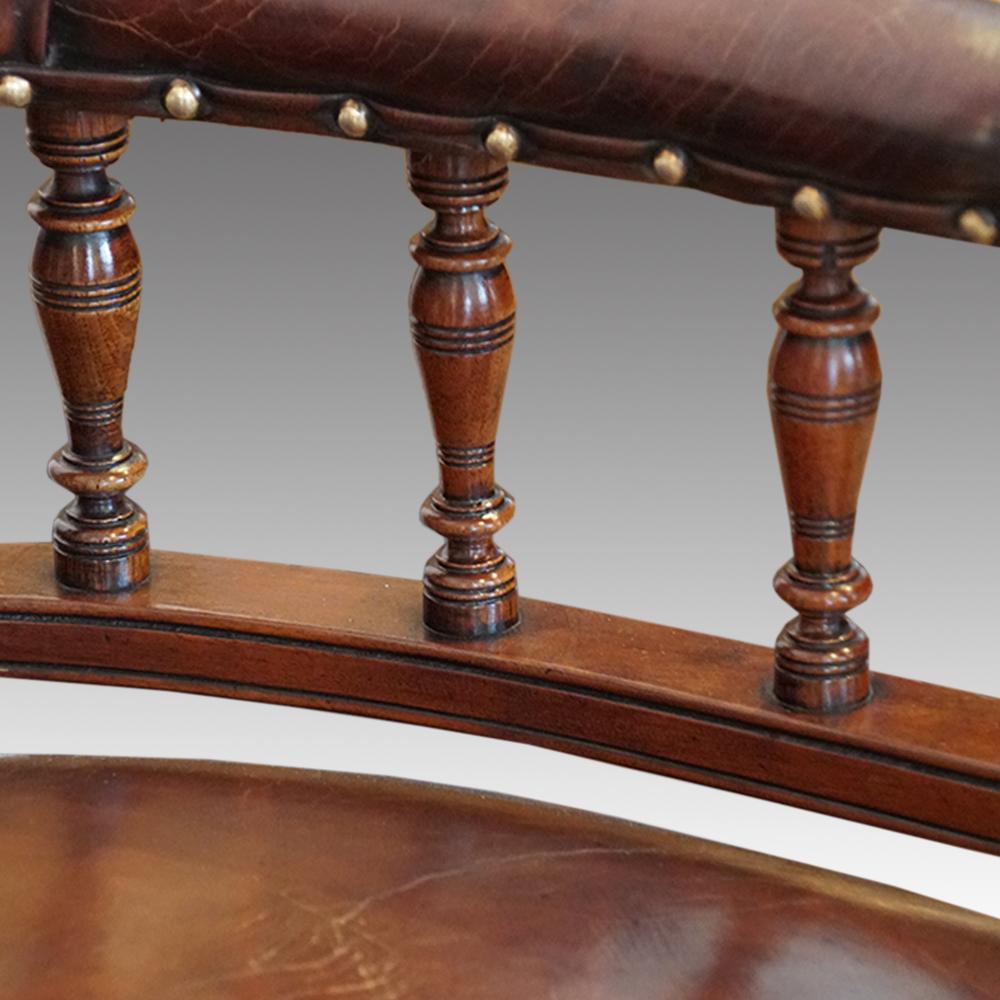 English Victorian walnut leather lawyers desk chair Circa 1885 4