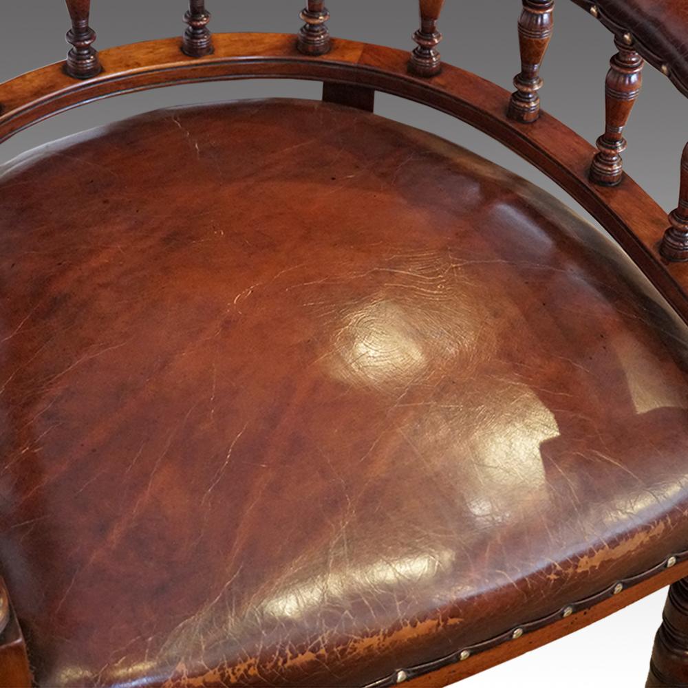 English Victorian walnut leather lawyers desk chair Circa 1885 2
