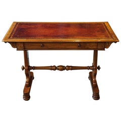 English Victorian Walnut Library Writing Table, circa 1870