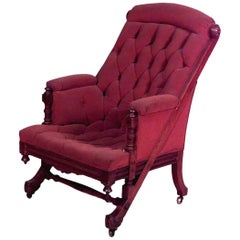 English Victorian Tufted Walnut Arm Chair