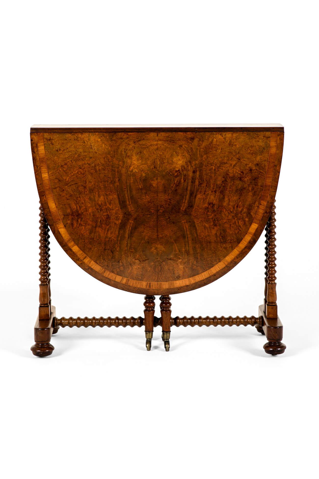 Hand-Crafted English Victorian Walnut Sutherland Table For Sale
