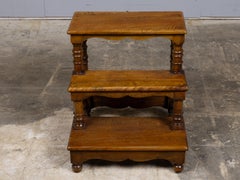 English Victorian Walnut Three-Step Bed Steps, 19th Century